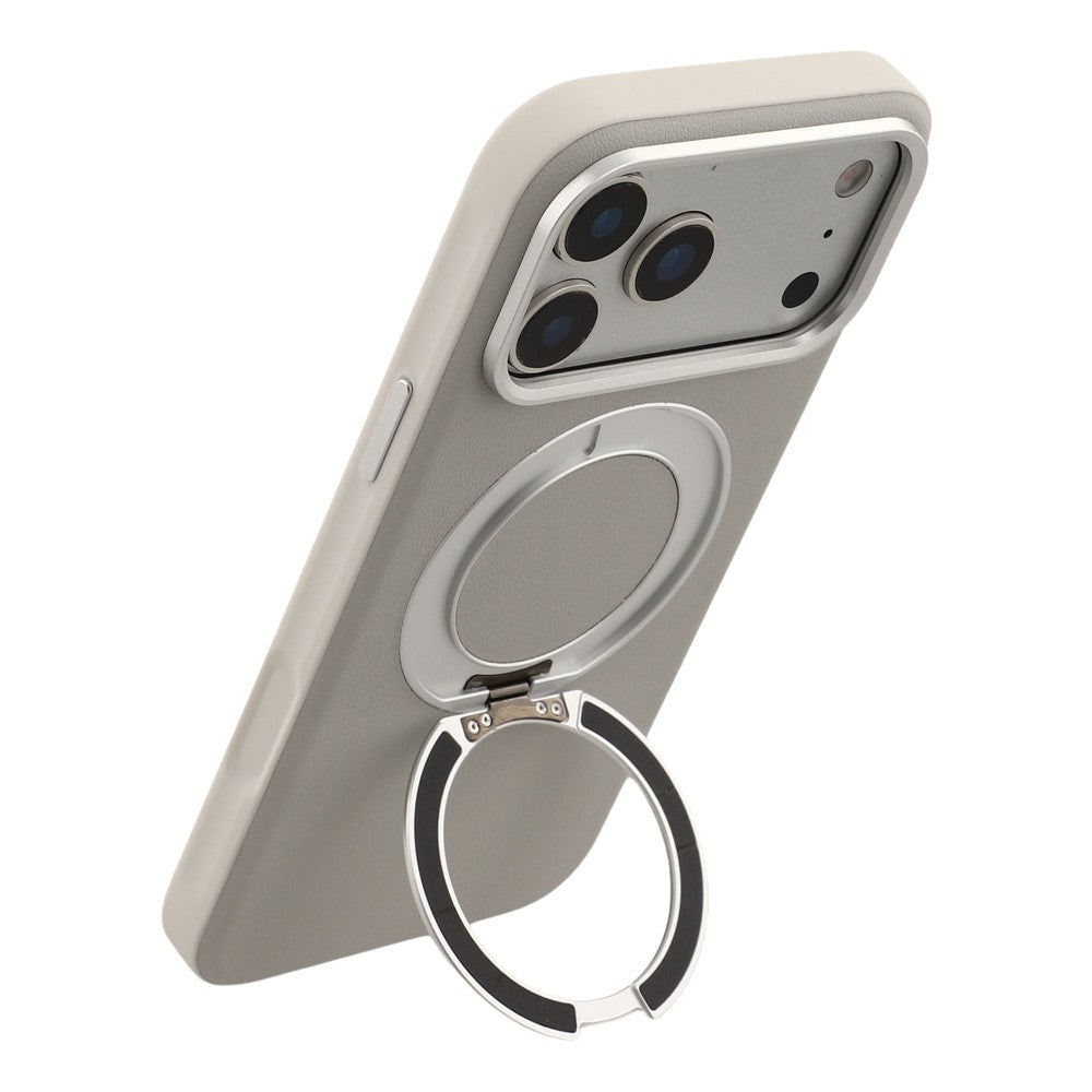 For iPhone 18 Pro / 17 Pro Case Magnetic Rotatable Kickstand Leather + PC + TPU Phone Cover with Camera Control Button