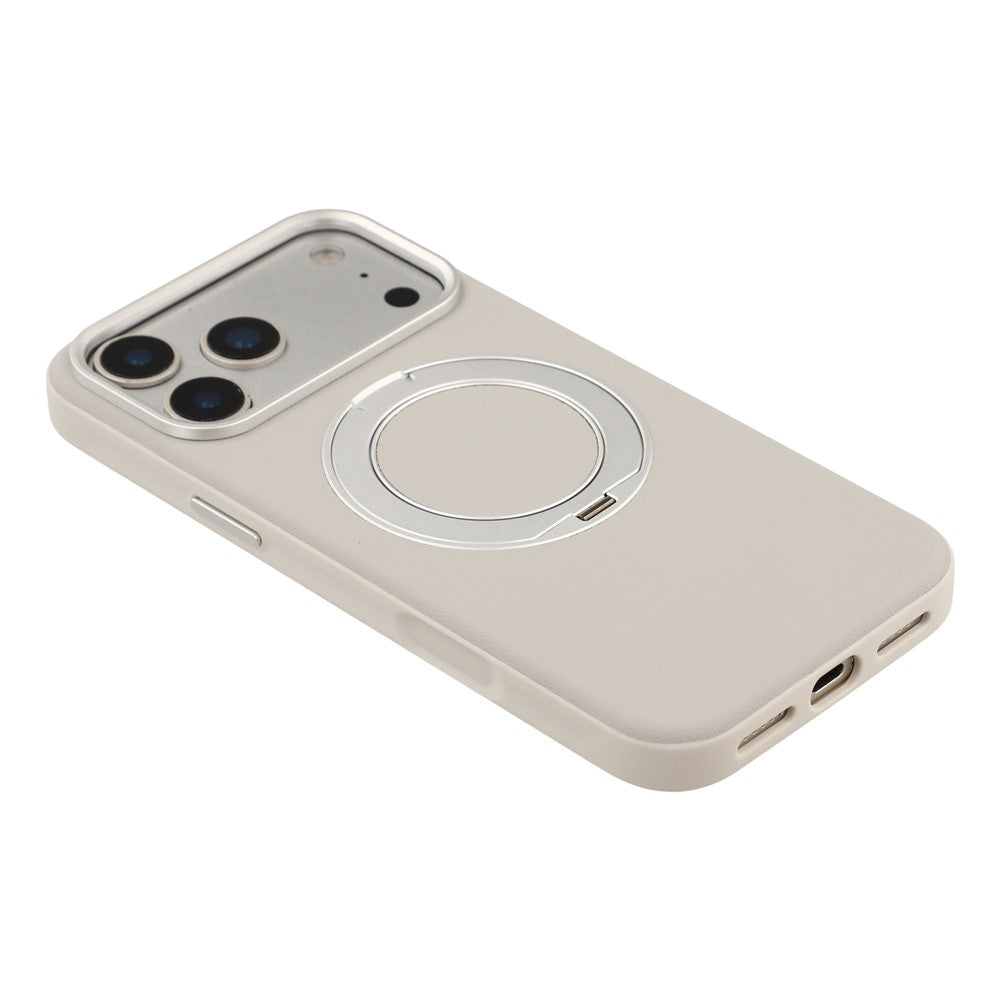 For iPhone 18 Pro / 17 Pro Case Magnetic Rotatable Kickstand Leather + PC + TPU Phone Cover with Camera Control Button