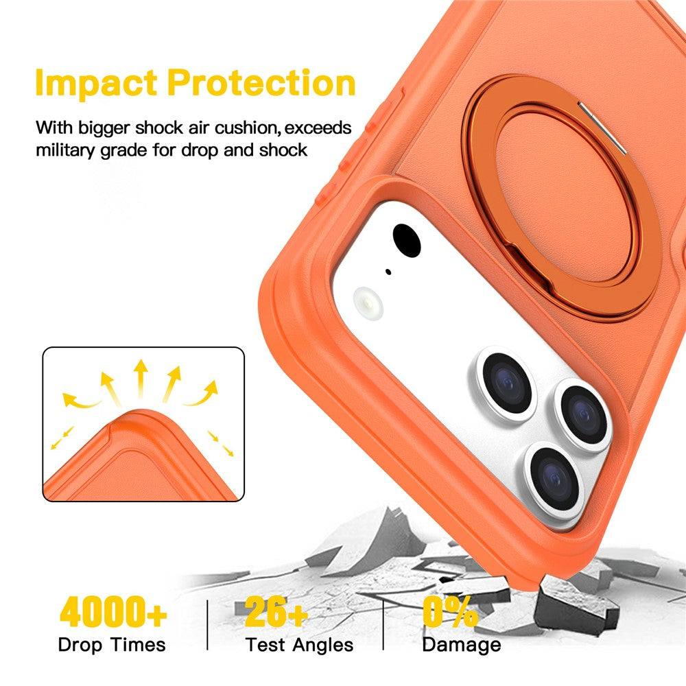 For iPhone 17 Pro Max Case Rotating Kickstand Dual-Layer PC + TPU Phone Protective Cover