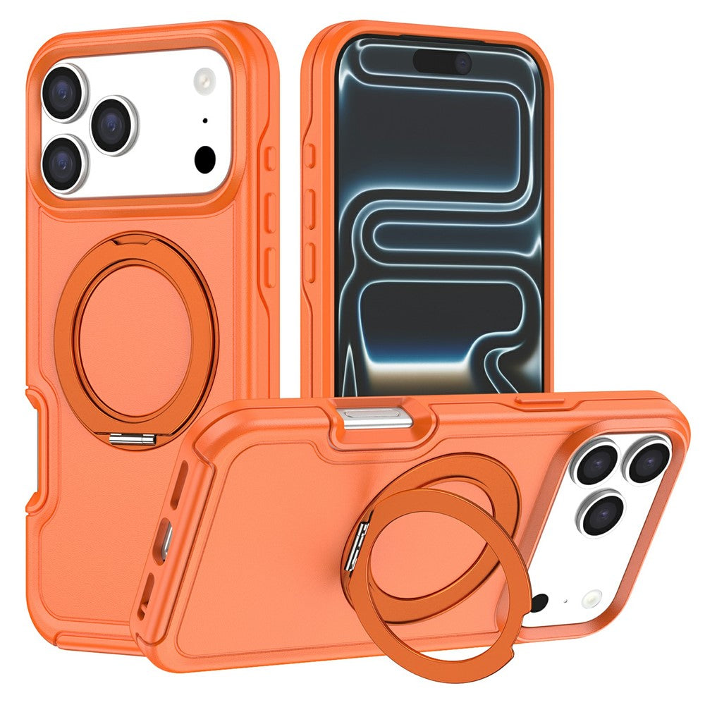 For iPhone 17 Pro Case Rotating Kickstand Dual-Layer PC + TPU Phone Protective Cover