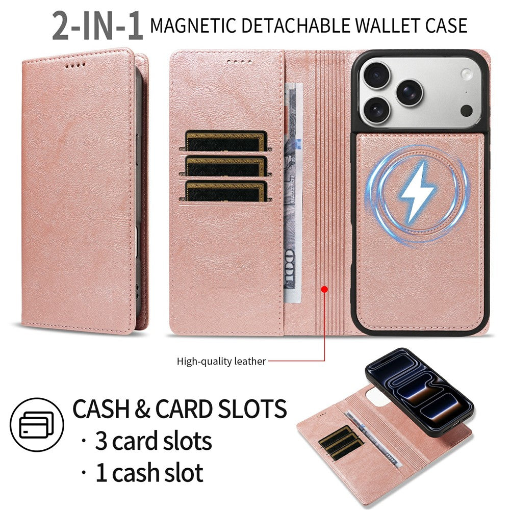 For iPhone 18 Pro Max / 17 Pro Max Magnetic Case Detachable 2 in 1 Leather Wallet Phone Cover
