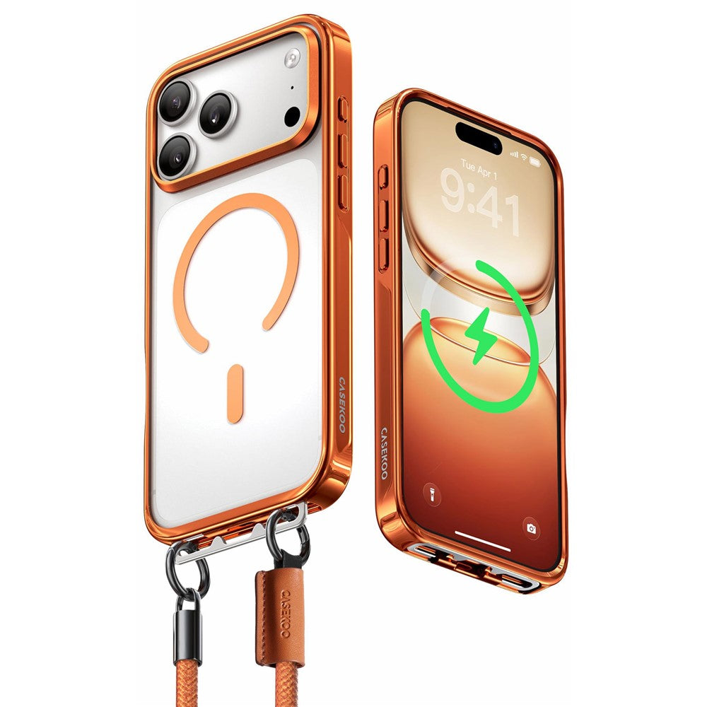 CASEKOO for iPhone 18 Pro / 17 Pro Magnetic Case Hidden Buckle PC + TPU Shockproof Protective Cover with Strap