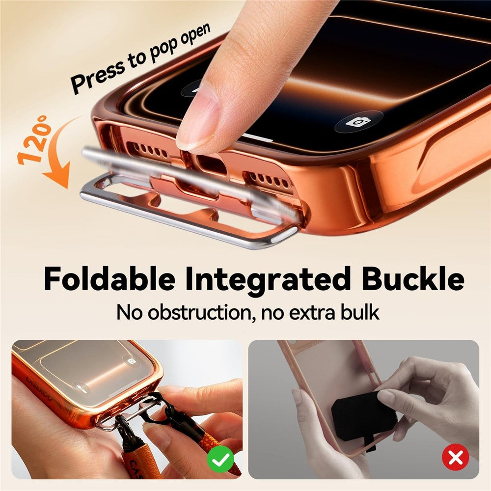 CASEKOO for iPhone 18 Pro / 17 Pro Magnetic Case Hidden Buckle PC + TPU Shockproof Protective Cover with Strap