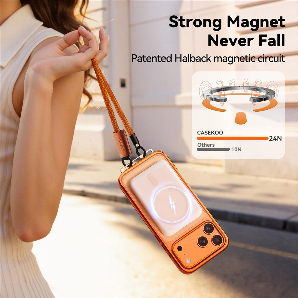 CASEKOO for iPhone 18 Pro / 17 Pro Magnetic Case Hidden Buckle PC + TPU Shockproof Protective Cover with Strap