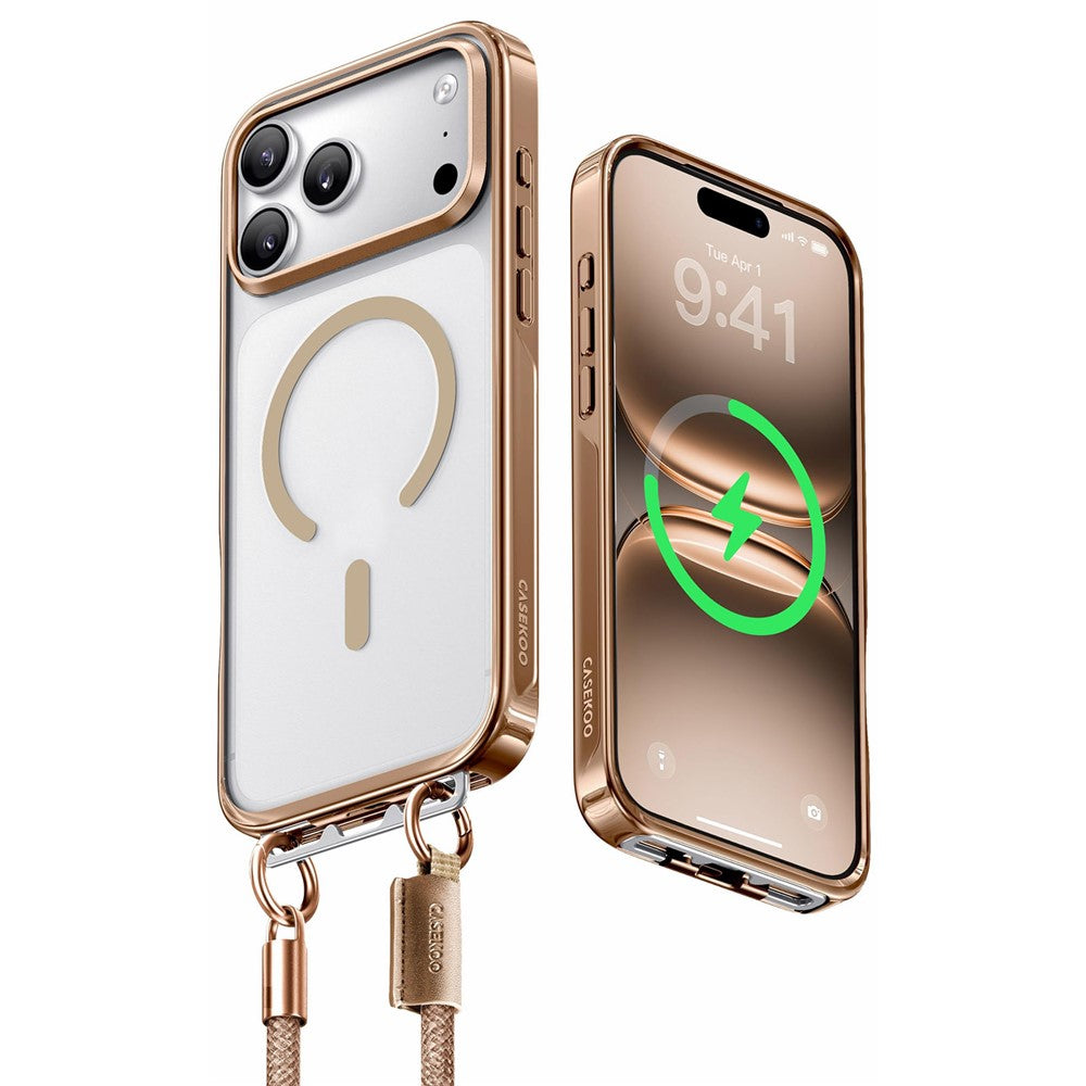 CASEKOO for iPhone 18 Pro / 17 Pro Magnetic Case Hidden Buckle PC + TPU Shockproof Protective Cover with Strap