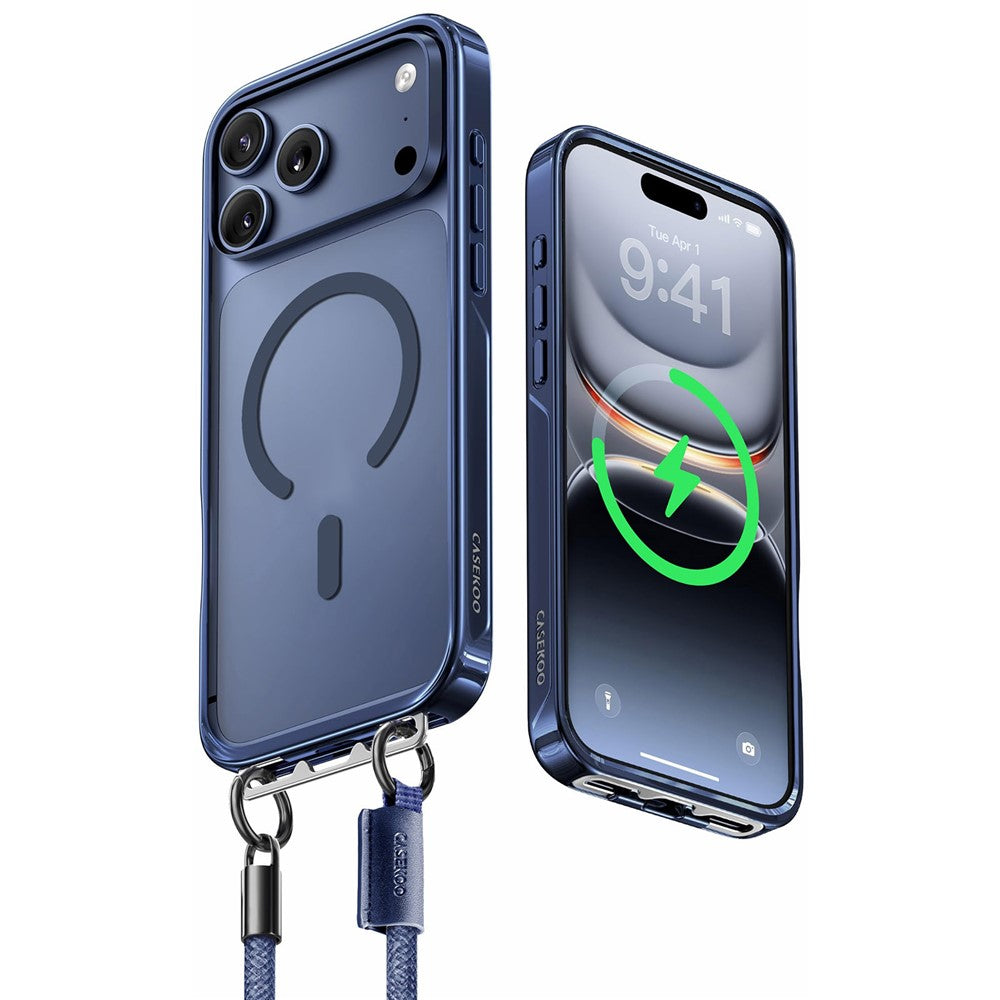 CASEKOO for iPhone 18 Pro / 17 Pro Magnetic Case Hidden Buckle PC + TPU Shockproof Protective Cover with Strap