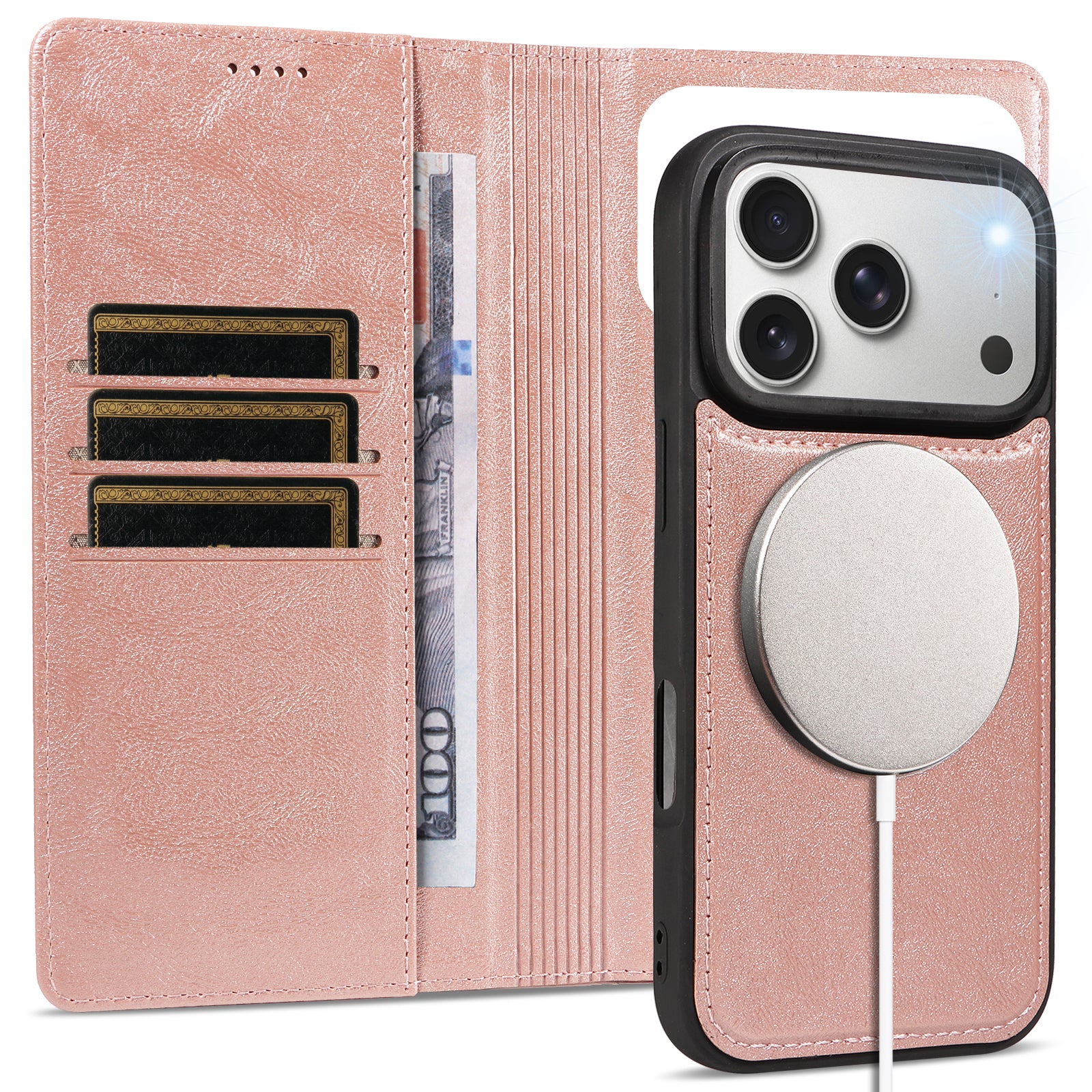 For iPhone 18 Pro / iPhone 17 Pro Magnetic Case Detachable 2 in 1 Leather Wallet Phone Cover