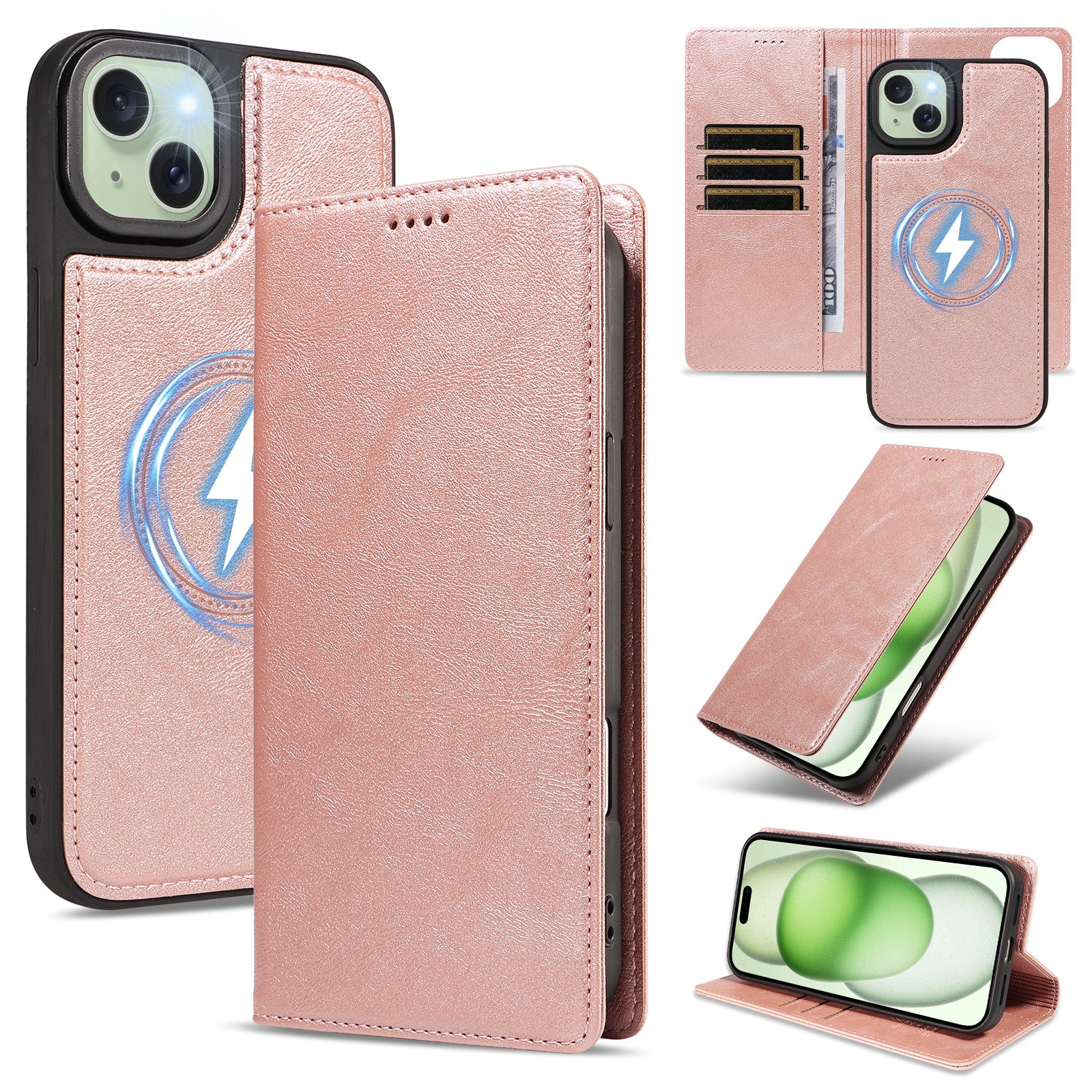 iPhone 15 Plus 2-in-1 Detachable Magnetic Wallet Case