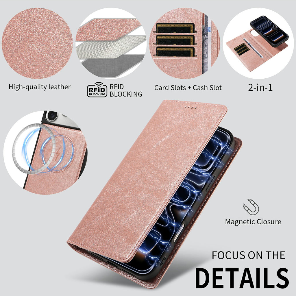 For iPhone 15 Plus Magnetic Case Detachable 2 in 1 Leather Wallet Phone Cover