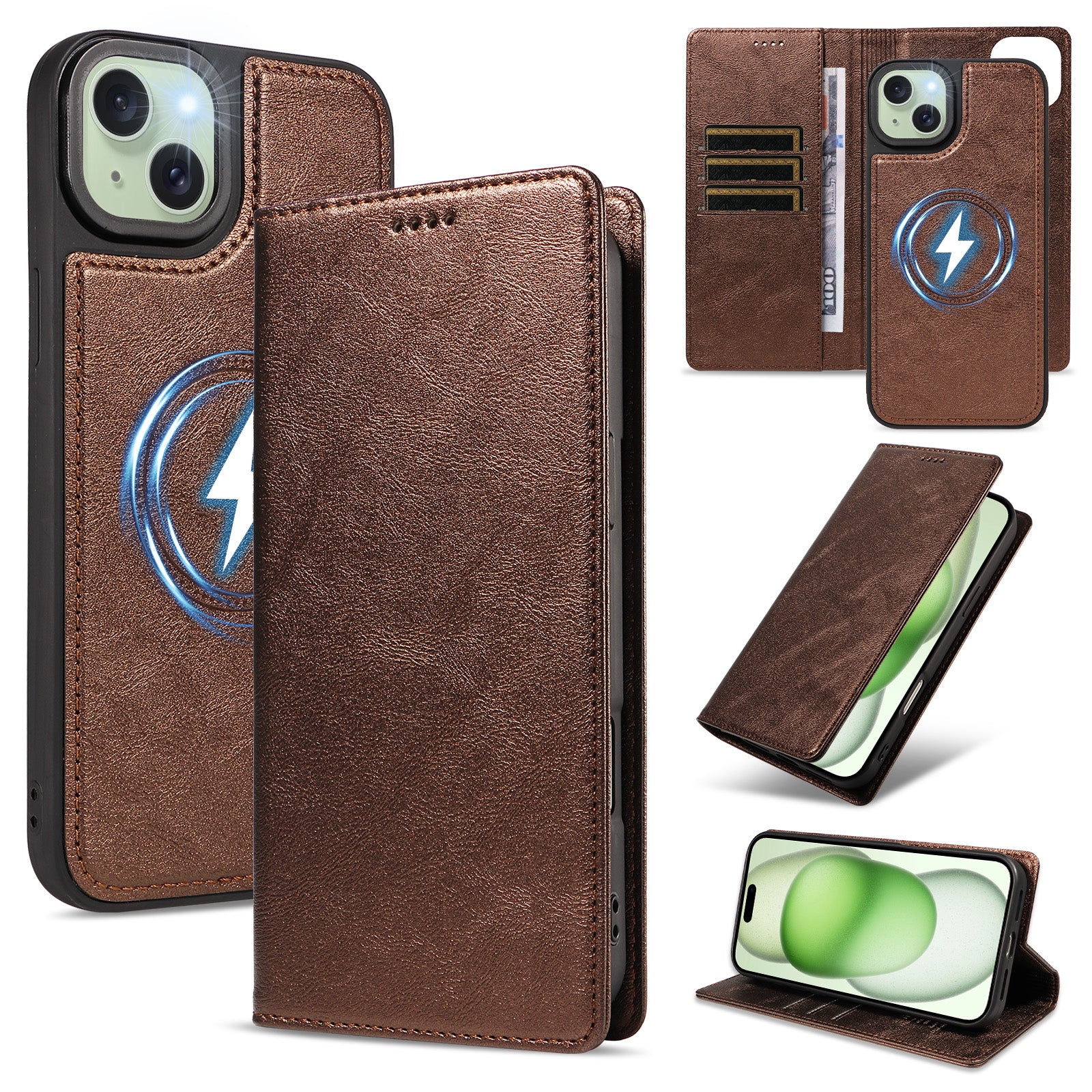 iPhone 15 Plus 2-in-1 Detachable Magnetic Wallet Case