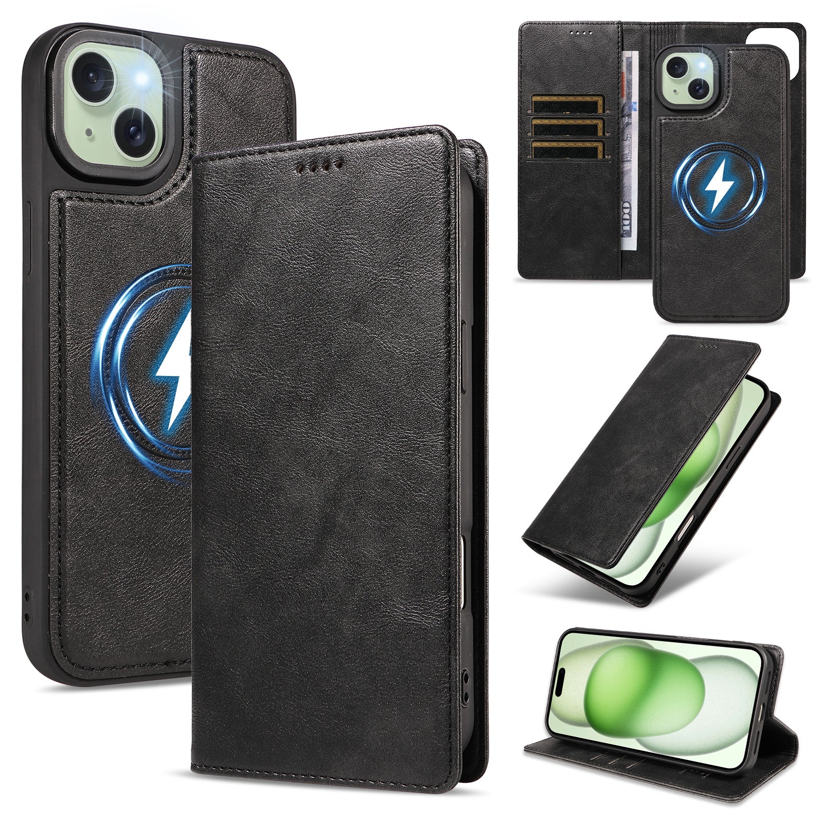 iPhone 15 Plus 2-in-1 Detachable Magnetic Wallet Case