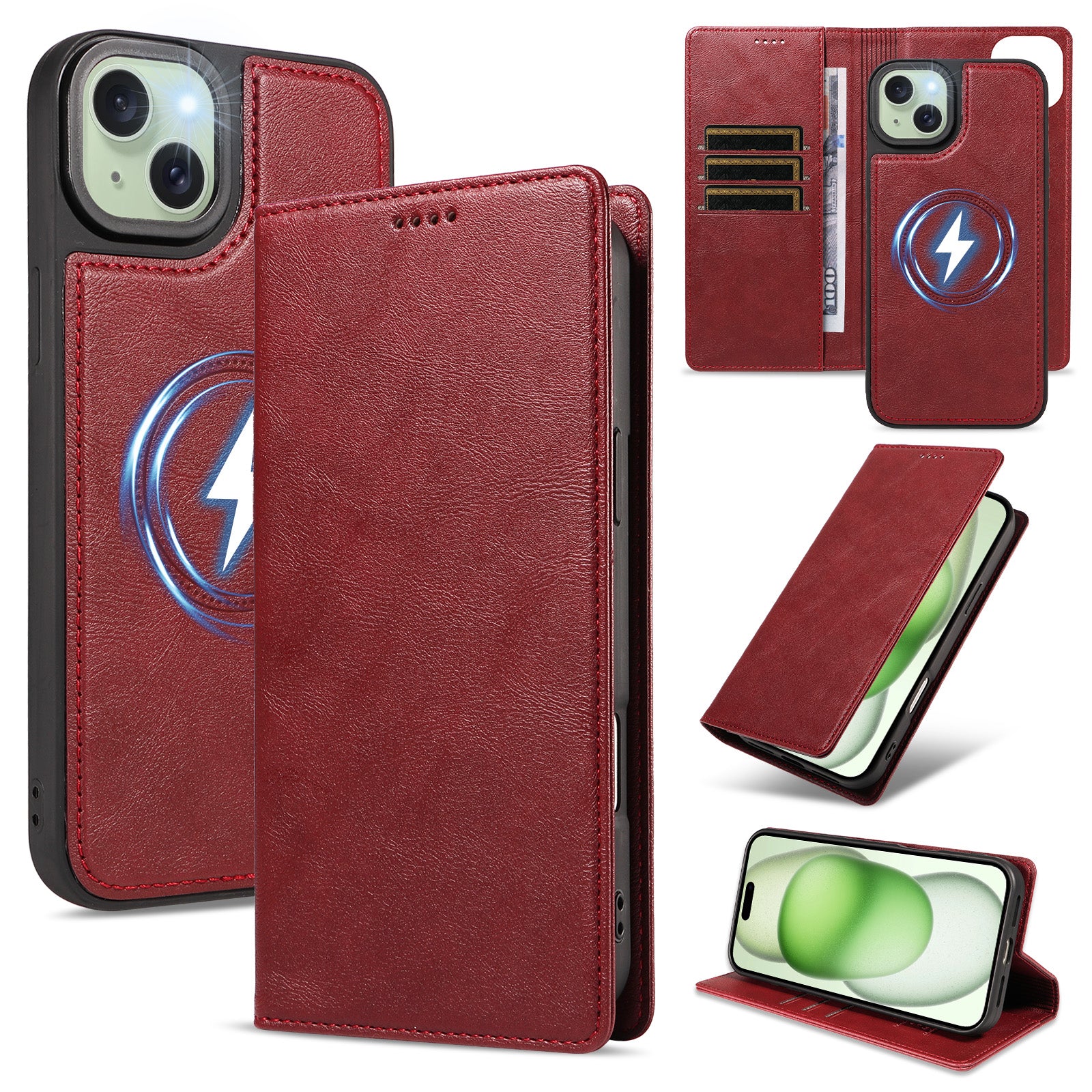 iPhone 15 Plus 2-in-1 Detachable Magnetic Wallet Case