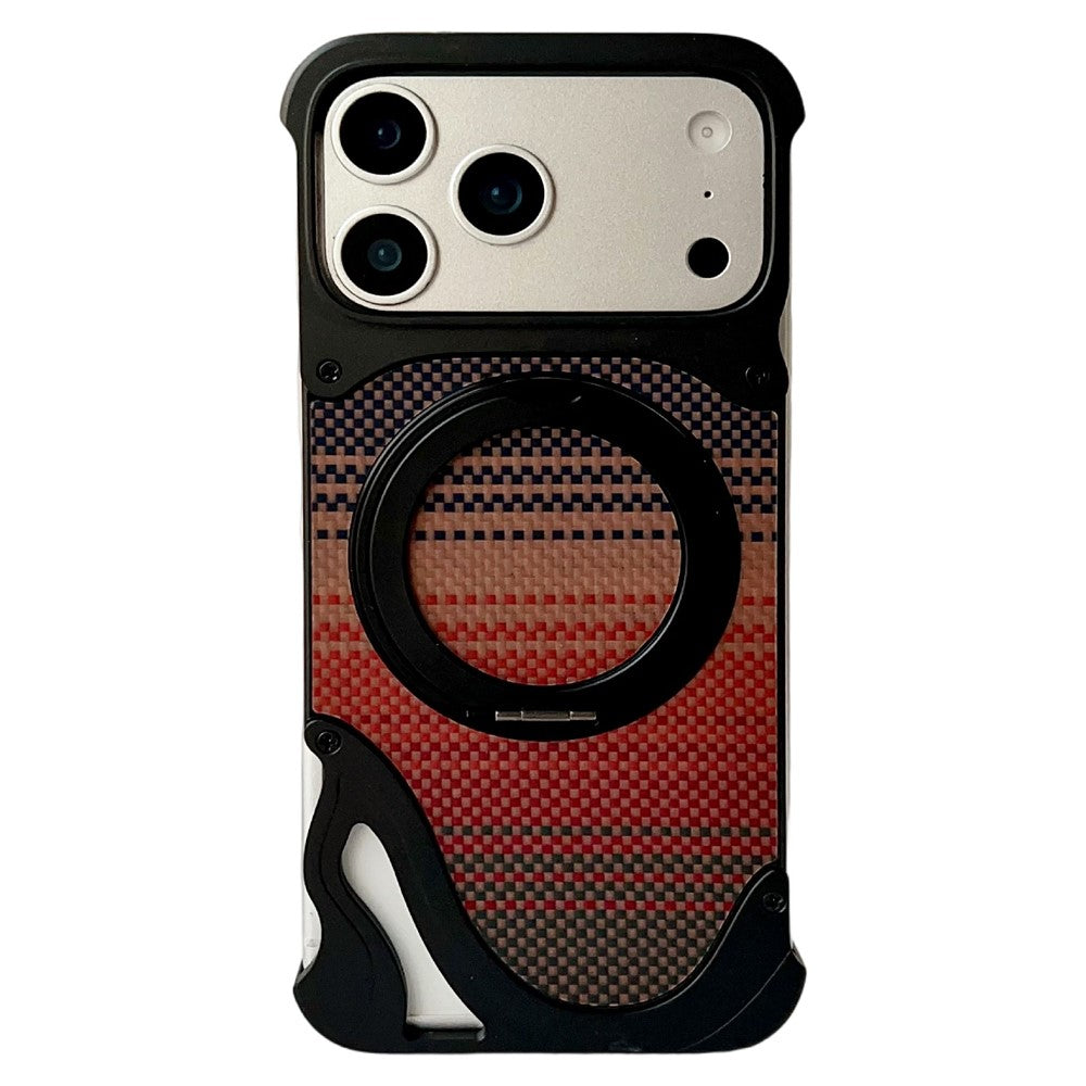 iPhone 17 Pro Max Carbon Fiber Case with Rotating Kickstand