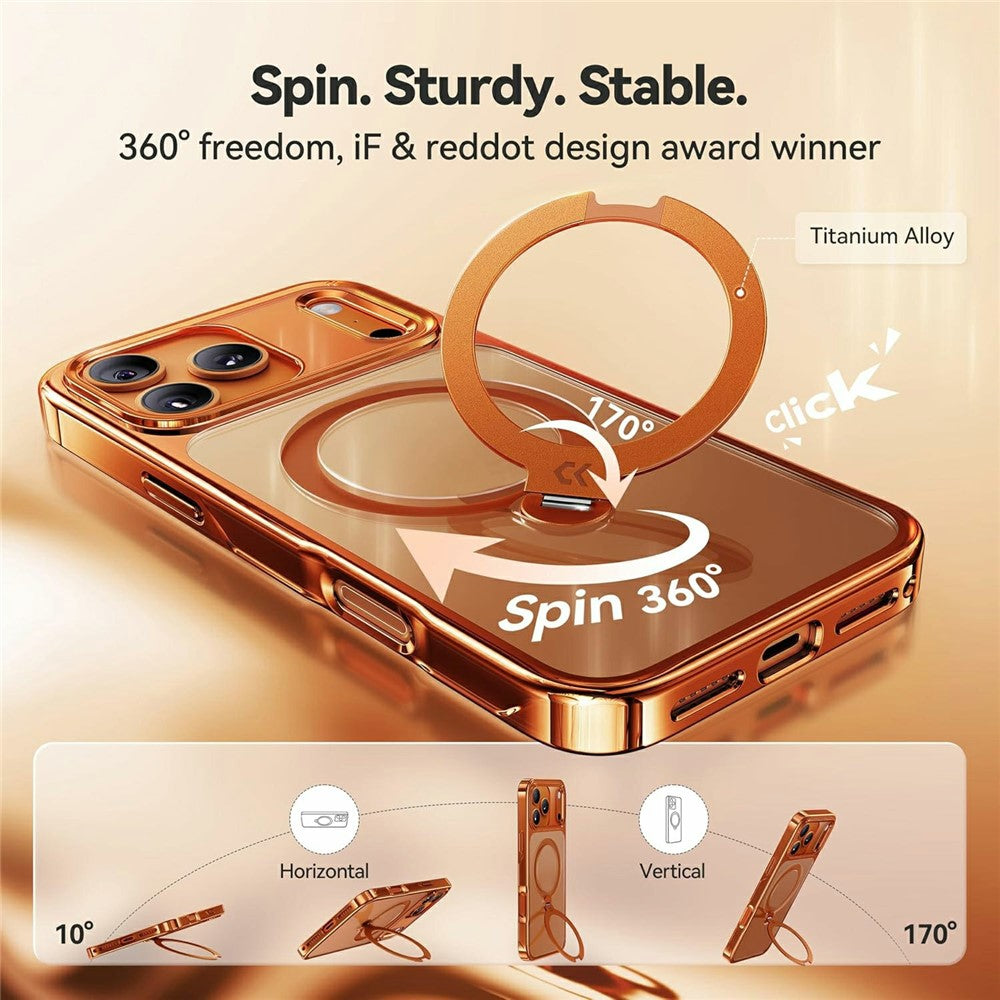 CASEKOO for iPhone 18 Pro / 17 Pro Case Rotating Magnetic Kickstand TPE + TPU Shockproof Phone Cover