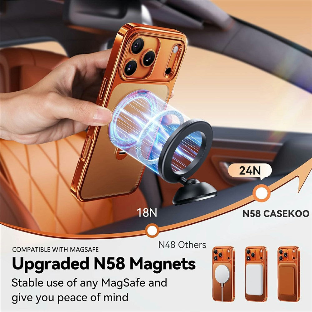CASEKOO for iPhone 18 Pro / 17 Pro Case Rotating Magnetic Kickstand TPE + TPU Shockproof Phone Cover
