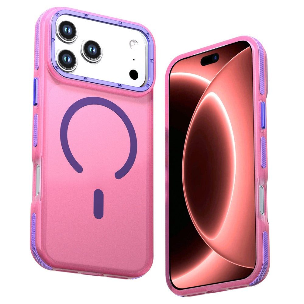 For iPhone 18 Pro / 17 Pro Magnetic Case Color Blocking PC + TPU Anti-Fingerprint Phone Cover
