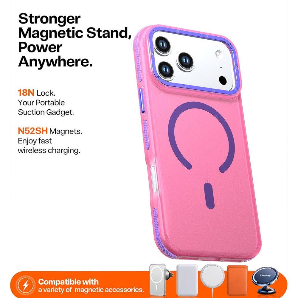 For iPhone 18 Pro / 17 Pro Magnetic Case Color Blocking PC + TPU Anti-Fingerprint Phone Cover