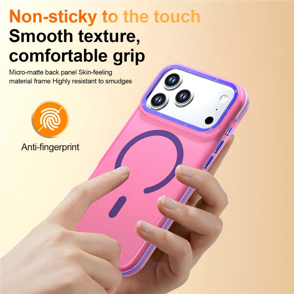 For iPhone 18 Pro / 17 Pro Magnetic Case Color Blocking PC + TPU Anti-Fingerprint Phone Cover