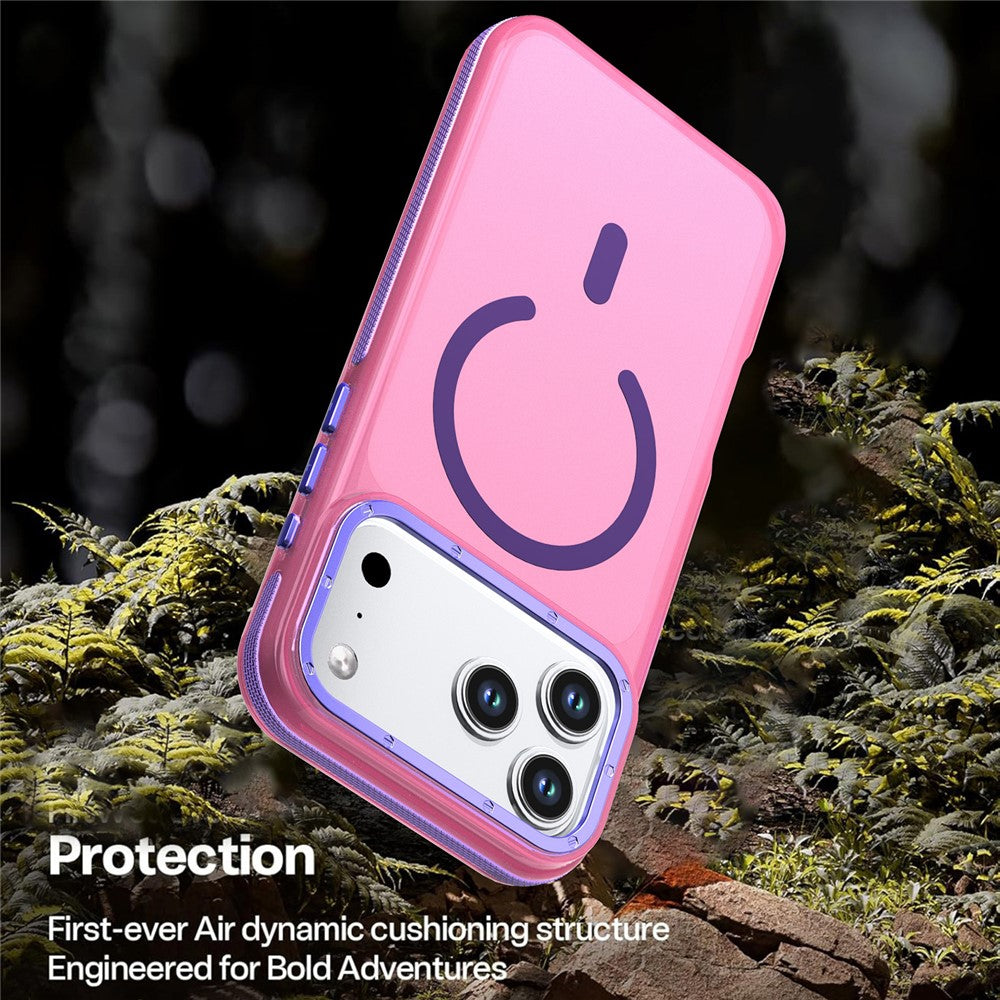 For iPhone 18 Pro / 17 Pro Magnetic Case Color Blocking PC + TPU Anti-Fingerprint Phone Cover