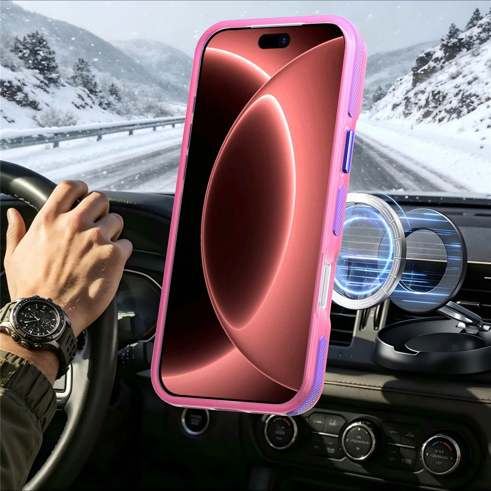 For iPhone 18 Pro / 17 Pro Magnetic Case Color Blocking PC + TPU Anti-Fingerprint Phone Cover