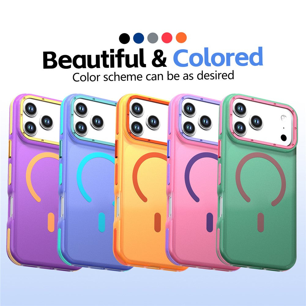 For iPhone 18 Pro / 17 Pro Magnetic Case Color Blocking PC + TPU Anti-Fingerprint Phone Cover