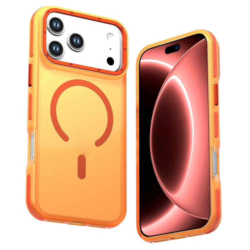 For iPhone 18 Pro Max / 17 Pro Max Magnetic Case Color Blocking PC + TPU Anti-Fingerprint Phone Cover - Orange