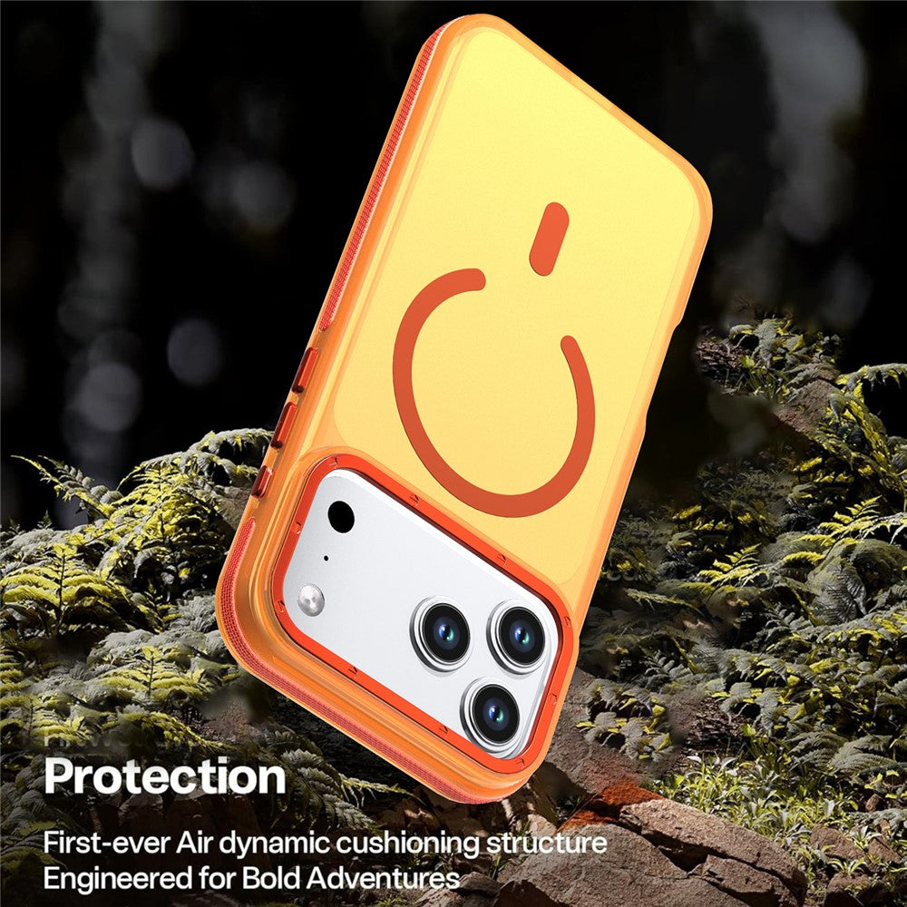 For iPhone 18 Pro Max / 17 Pro Max Magnetic Case Color Blocking PC + TPU Anti-Fingerprint Phone Cover - Orange