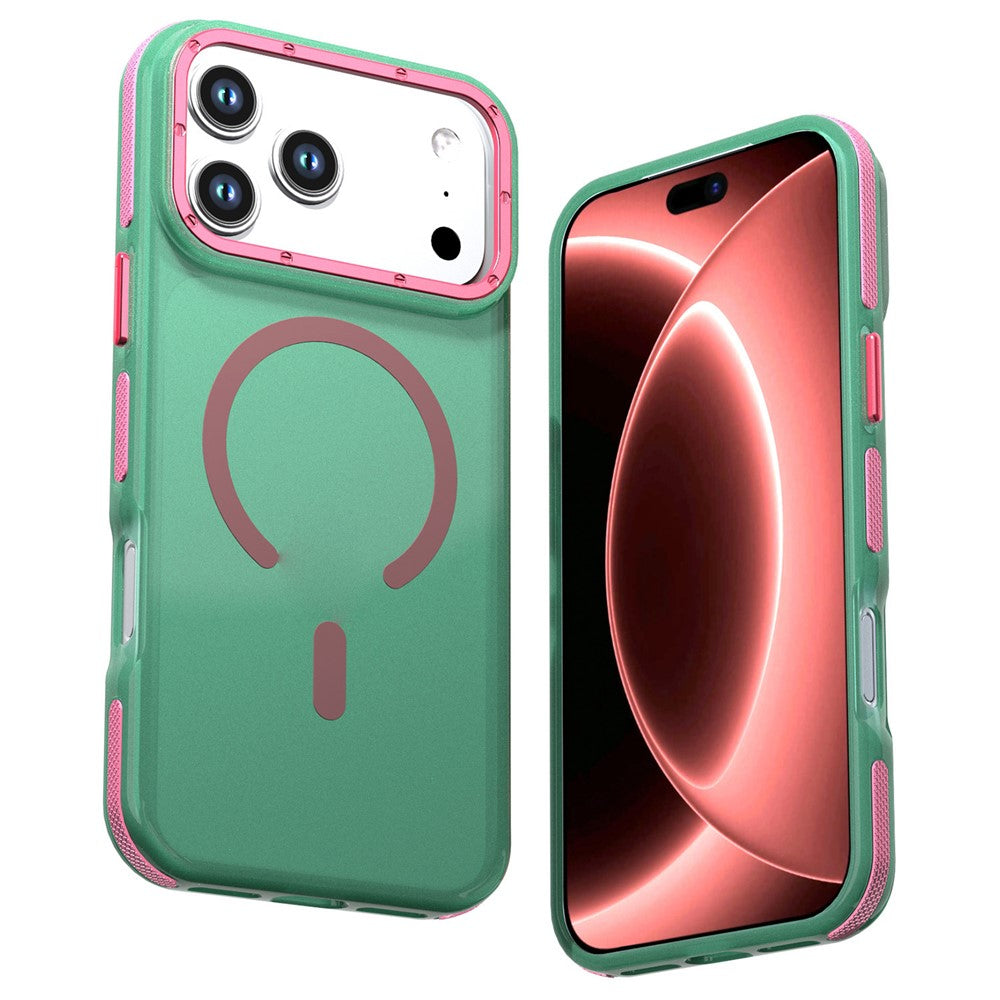 For iPhone 18 Pro Max / 17 Pro Max Magnetic Case Color Blocking PC + TPU Anti-Fingerprint Phone Cover