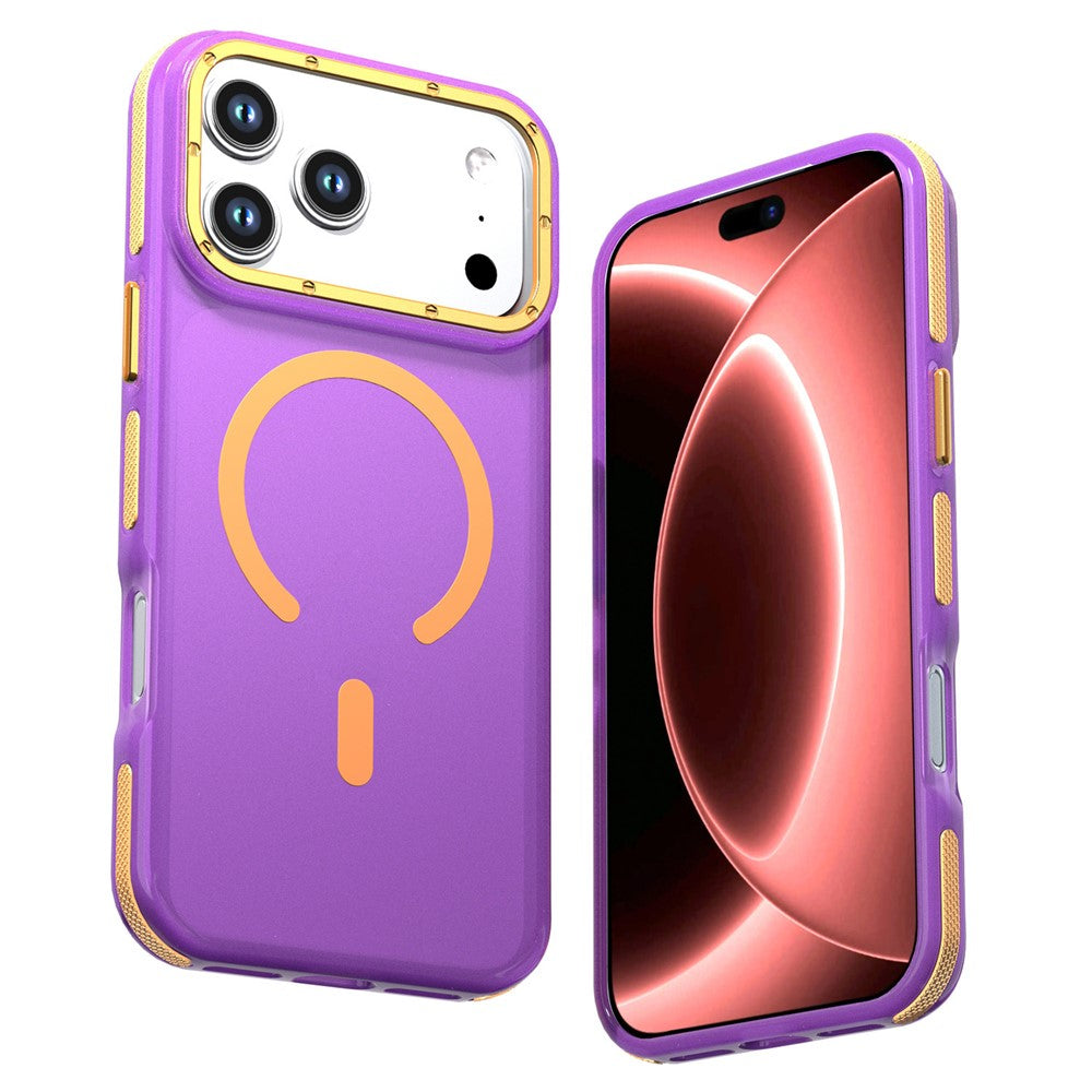 For iPhone 18 Pro Max / 17 Pro Max Magnetic Case Color Blocking PC + TPU Anti-Fingerprint Phone Cover