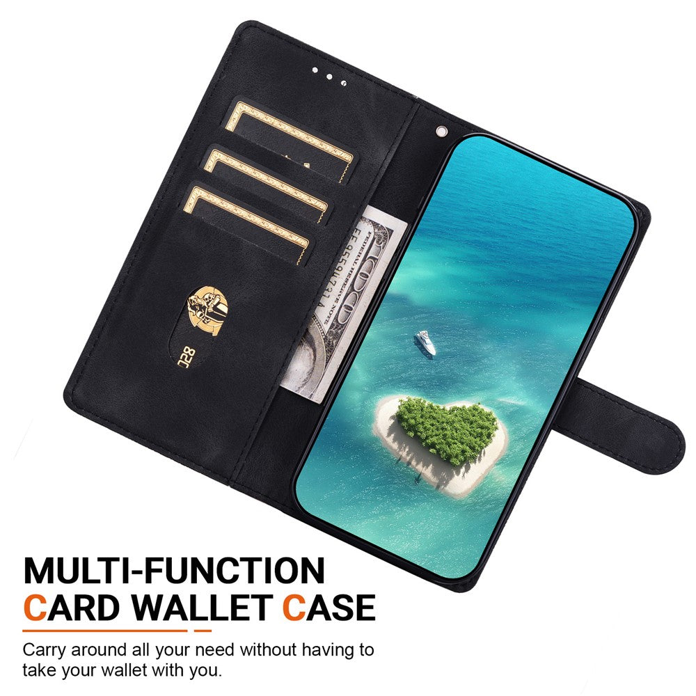For iPhone 18 Pro Max  /  17 Pro Max Wallet Case Imprinted Ethnic Pattern Leather Phone Cover with Wrist Strap