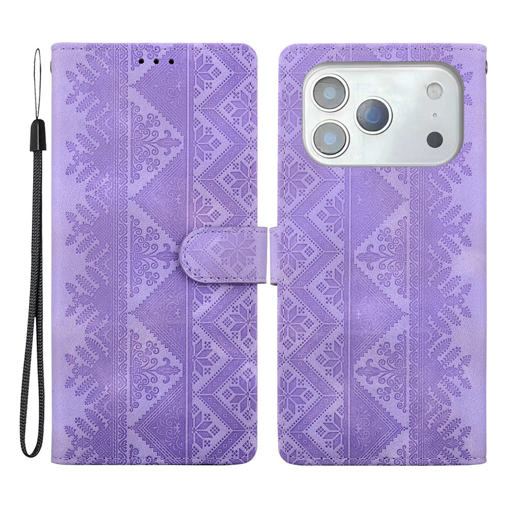 iPhone 18/17 Pro Max Ethnic Pattern Leather Wallet Case