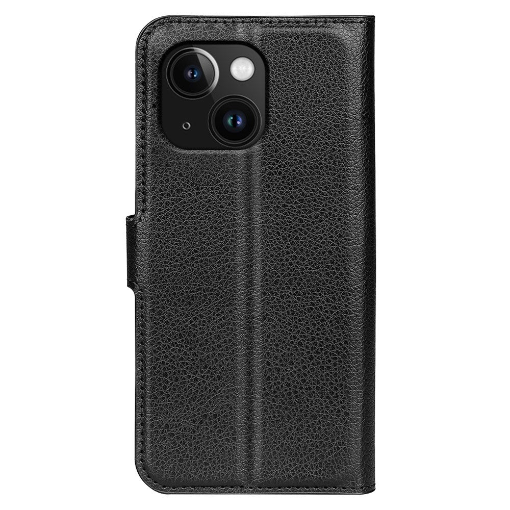 For iPhone 15 PU Leather Litchi Texture Stand Phone Case Wallet Flip Phone Cover