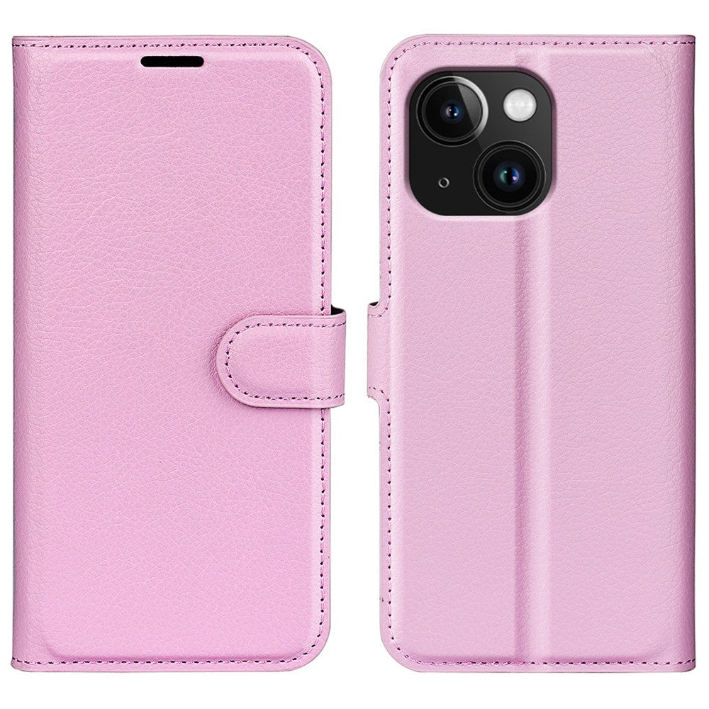 iPhone 15 Litchi Texture Leather Wallet Case