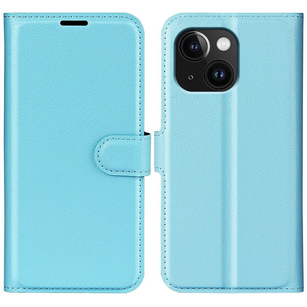 iPhone 15 Litchi Texture Leather Wallet Case