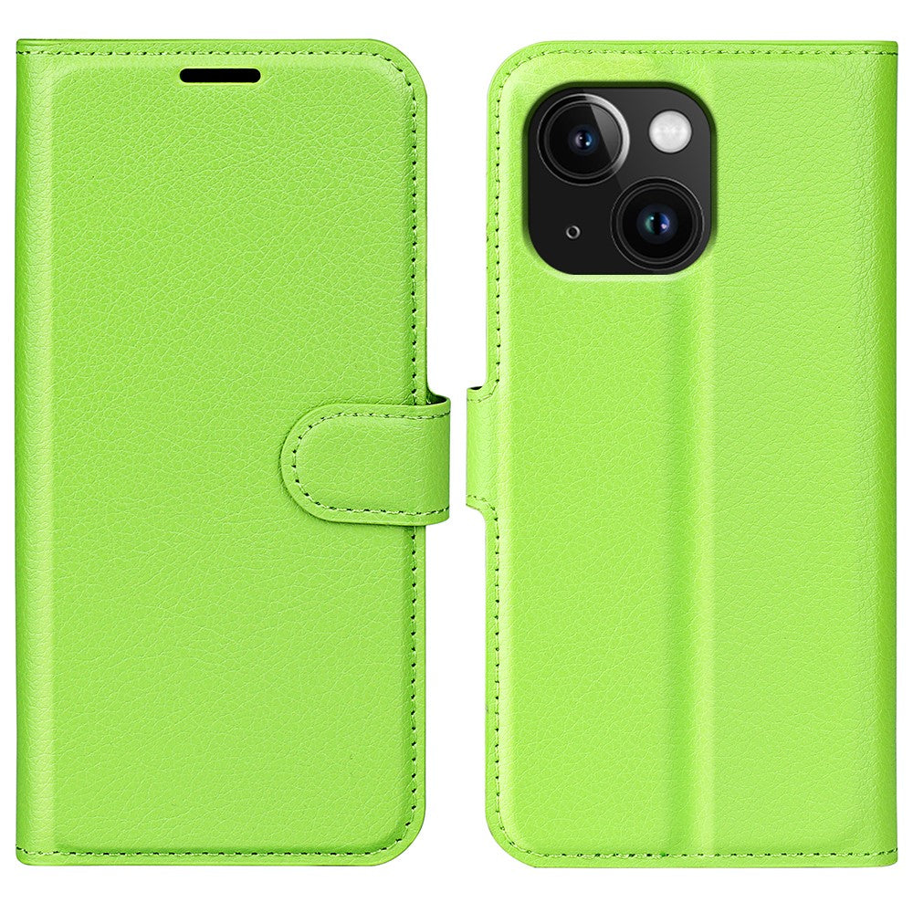 iPhone 15 Litchi Texture Leather Wallet Case