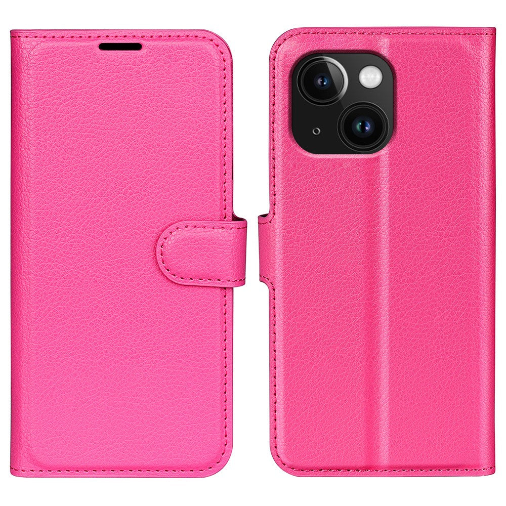 iPhone 15 Litchi Texture Leather Wallet Case