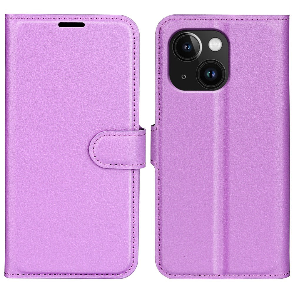 iPhone 15 Litchi Texture Leather Wallet Case