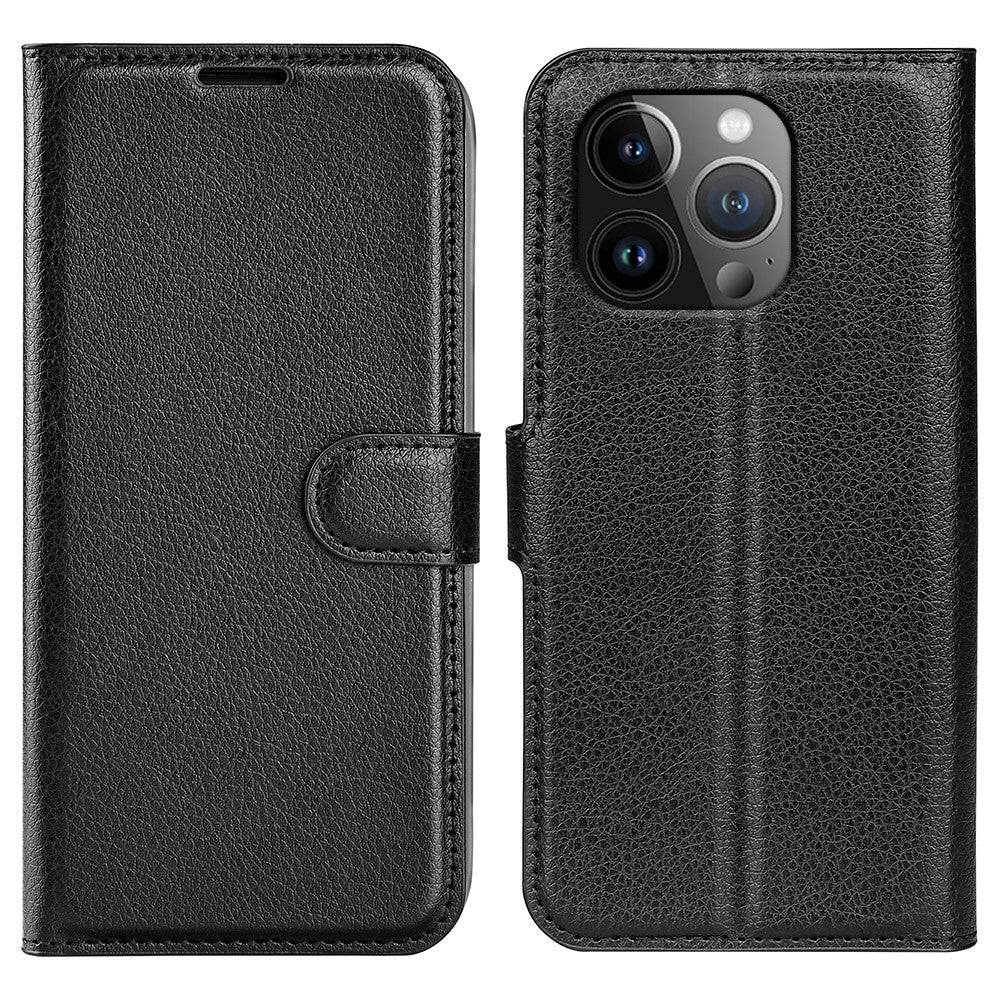 iPhone 15 Pro Litchi Texture Leather Wallet Case