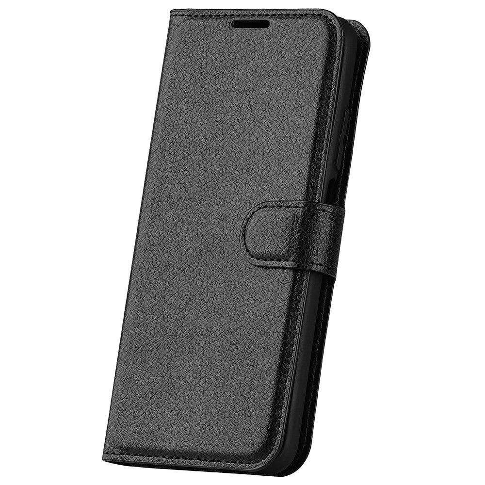 For iPhone 15 Pro Shockproof Wallet Phone Cover PU Leather Litchi Texture Stand Mobile Phone Case