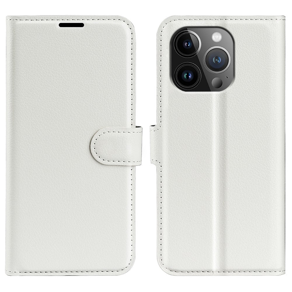 iPhone 15 Pro Litchi Texture Leather Wallet Case