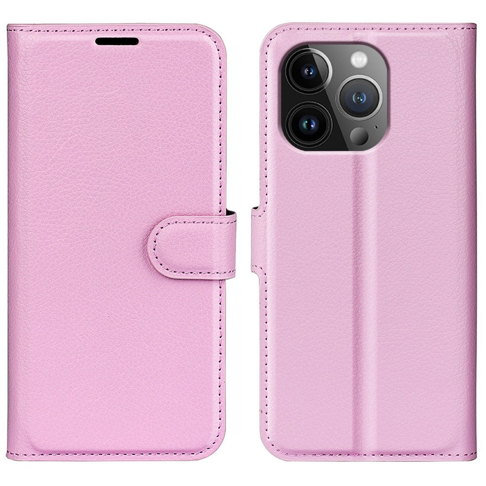 iPhone 15 Pro Litchi Texture Leather Wallet Case