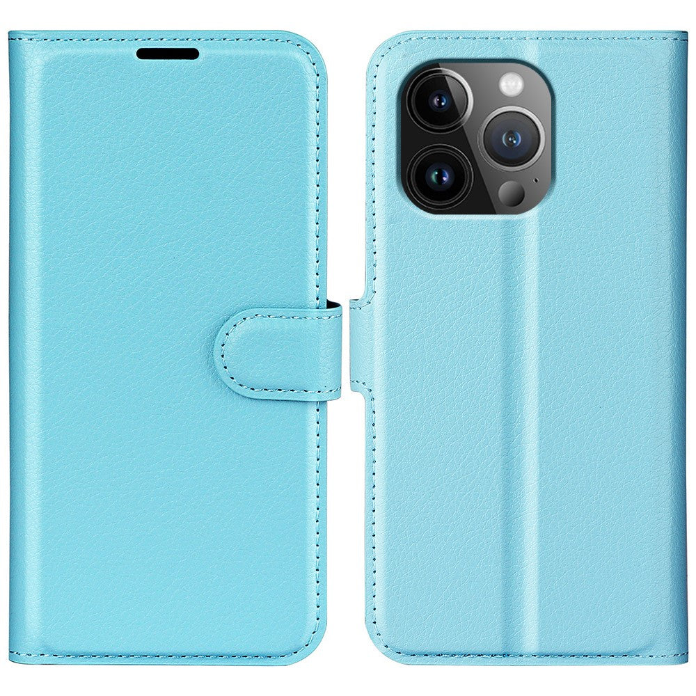 iPhone 15 Pro Litchi Texture Leather Wallet Case