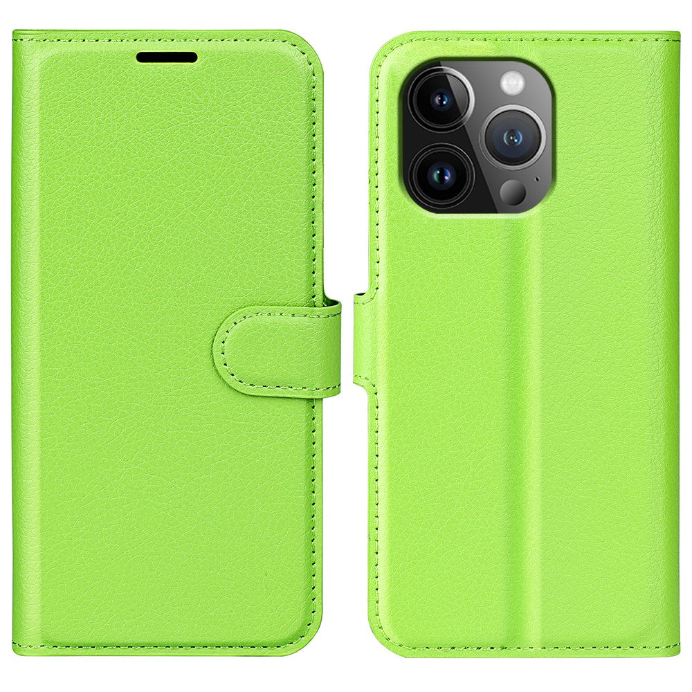 iPhone 15 Pro Litchi Texture Leather Wallet Case