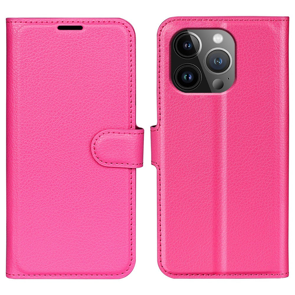 iPhone 15 Pro Litchi Texture Leather Wallet Case