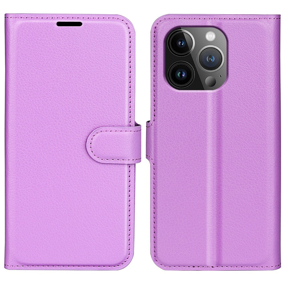 iPhone 15 Pro Litchi Texture Leather Wallet Case