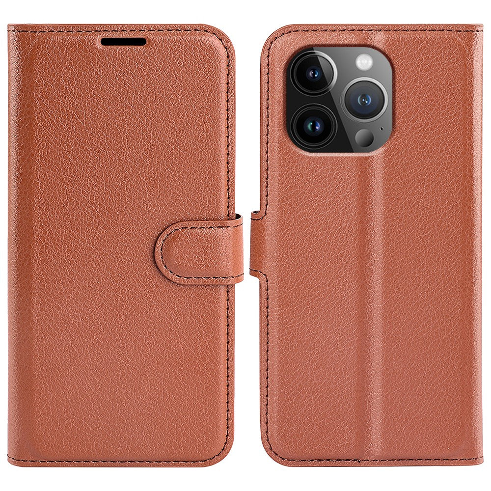 iPhone 15 Pro Litchi Texture Leather Wallet Case