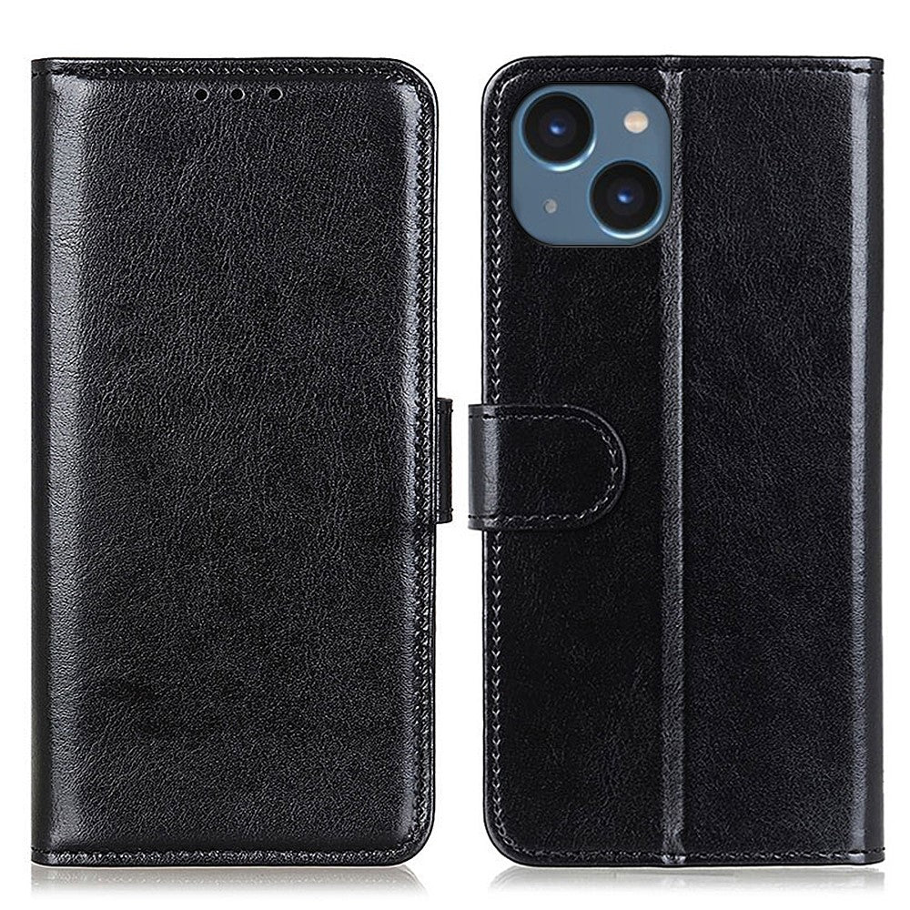 iPhone 15 Crazy Horse Leather Wallet Case