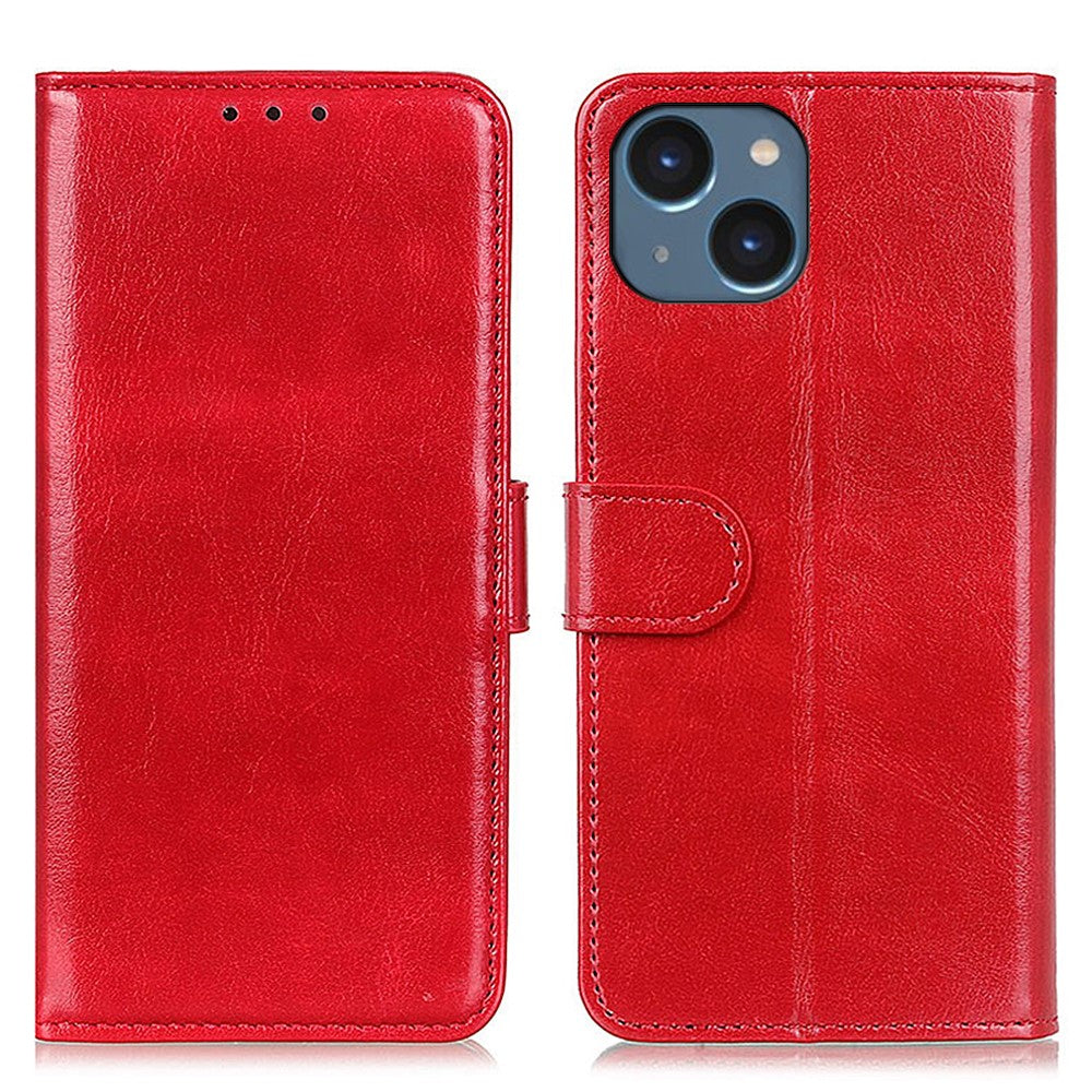 iPhone 15 Crazy Horse Leather Wallet Case