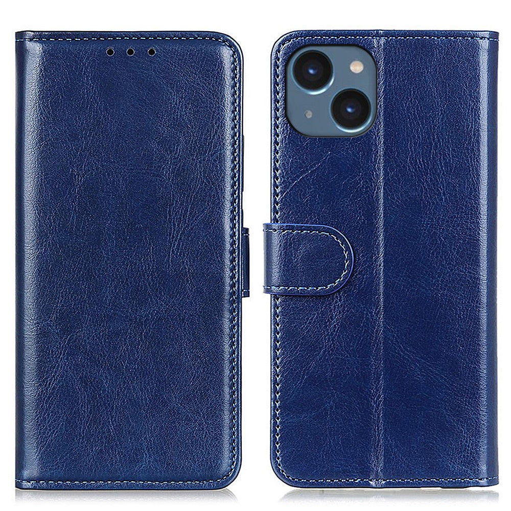 iPhone 15 Crazy Horse Leather Wallet Case