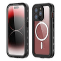 SHELLBOX Dot+ Series IP68 Waterproof Case for iPhone 15 Pro Magnetic PC+TPU Clear Phone Cover Compatible with MagSafe
